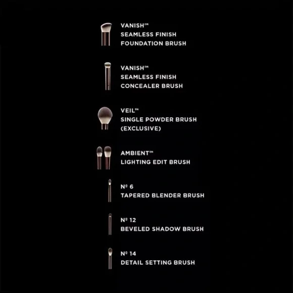 Hourglass Set of 7 Travel Brush Set with Leather Case - Picture 4 of 12